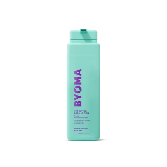 BYOMA HYDRATING BODY LOTION sur un fond blanc.