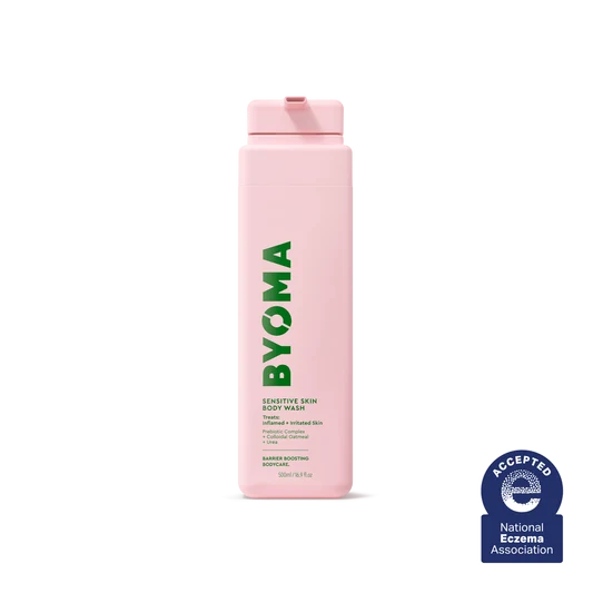 BYOMA GEL DOUCHE PEAU SENSIBLE sur fond transparent.